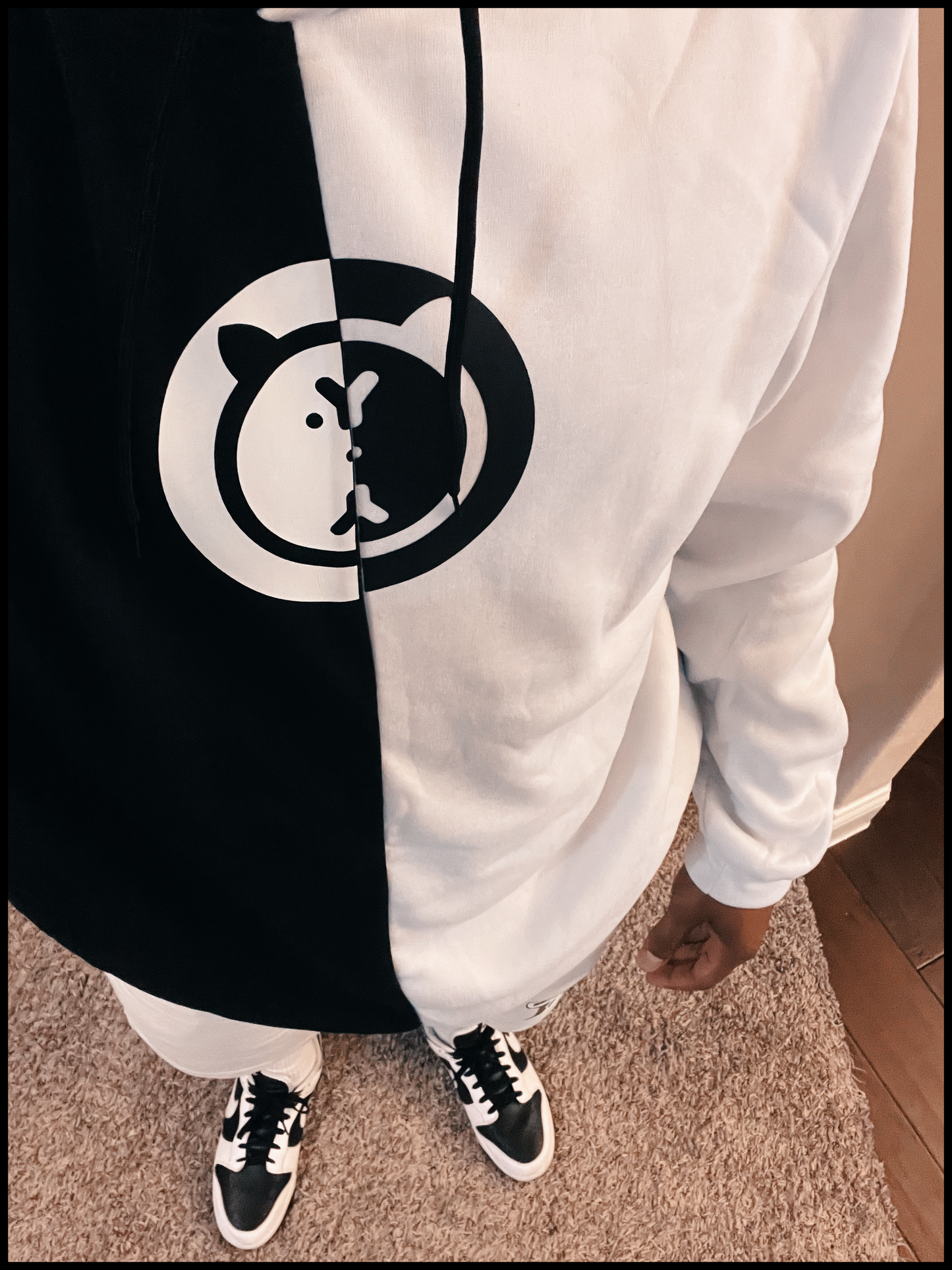 2-YY/ SPLIT B&W HOODIE